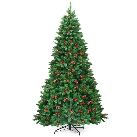 7.5 Feet Pre-lit Hinged Christmas Tree with 550 LED Lights and Sturdy Metal Stand {4}
