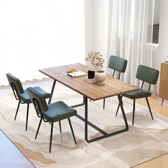 Set of 2 Dining Chairs with Padded Backrest and Seat Comfortable and Stylish Seating Dark Green {5}