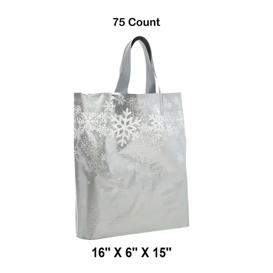 Printed Snowflake LDPE Bags 16&rdquo; x 6&rdquo; x 15&rdquo; Holiday Packaging {1}