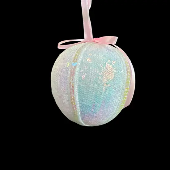 6'' Iridescent Sequin Pearl Egg Ornament - Elegant Easter Hanging Decor-63730IRDS {2}