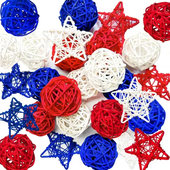 21pcs 4th of July Decoration Balls Rattan Decoration (21) {1}