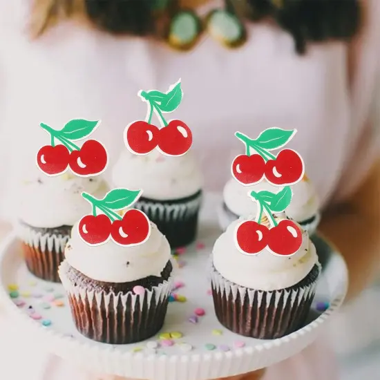 Edible Cherry Cupcake Toppers {2}