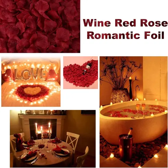 1000PCS Wine Red Fake Rose Petals for Romantic Night {2}