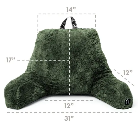 Nestl Fur Reading Pillow with Laptop Lap Desk Olive Green {3}
