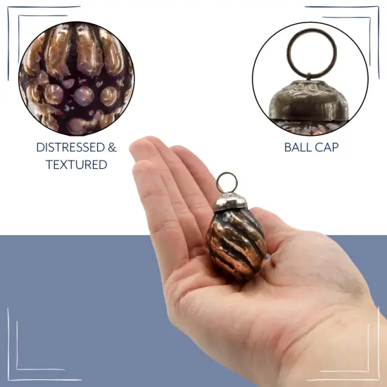 Glass Finial Ornaments 12ct Antiqued Mercury Farmhouse Decor Set Brown {5}