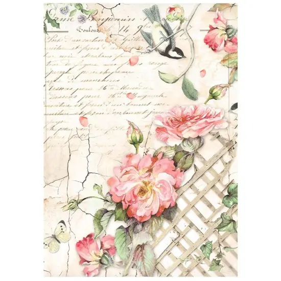 Stamperia Rice Paper Backgrounds A6 8/Pkg -House of Roses {7}