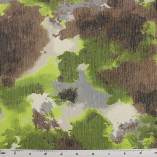 1 Yard Lightweight Printed Chiffon Fabric 58/60" Wide, Brown & Olive Sheer Polyester for Apparel {1}