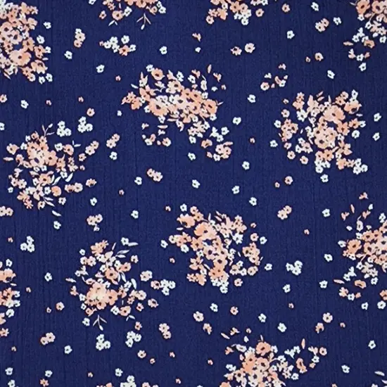 1 Yard Navy Rayon Textured Crinkle Fabric for Apparel Sewing Skirts Dresses and Blouses 50/52" Width {2}