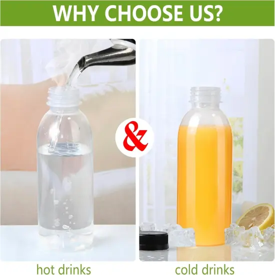 12 Pack 15oz(450ml) PP Heat-Resistant Plastic Juice Bottles With Caps {3}