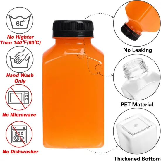 6pcs 10oz Plastic Juice Bottles with Caps(Clear) {3}