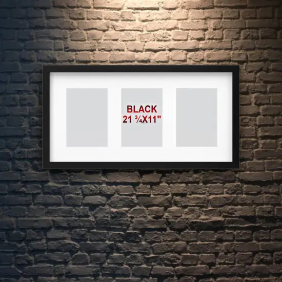 Black Frame for 3 Pictures, 21&frac34;x11" &ndash; Horizontal/Vertical, Easy No-Nail Hanging! {2}