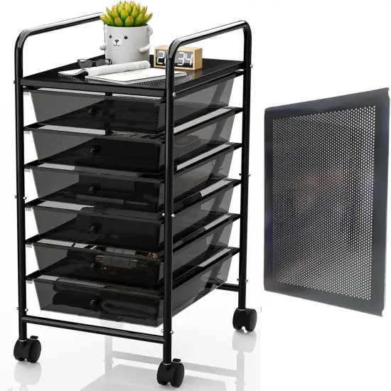 Metal 6 Tier Rolling Cart with 6 Drawers {1}