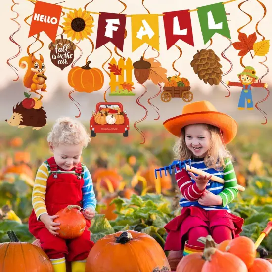 43 Pcs Fall Hanging Swirls Autumn Foil Swirls Spirals-Fall Party Decorations {4}