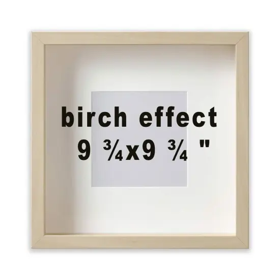 9.75x9.75 Birch Effect Deep Picture Frame with Acid-Free Mat &ndash; Front or Back Photo Display, Safe Plastic Front, Wall or Tabletop, Compatible with ALFTA Adhesive Hook {1}