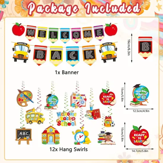 Welcome Back Banner and Hanging Swirls Set(Multicolor) {3}
