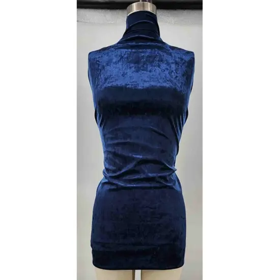 1 Yard Stretch Velvet Crushed Navy Fabric, 58/60" Wide Premium Apparel Material {2}