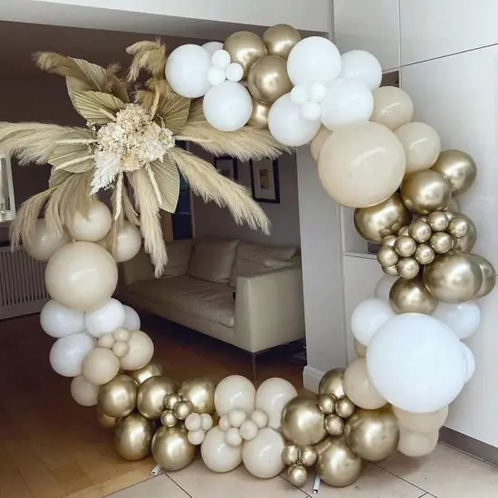 156PCS White Sand Gold Balloons Garland Arch Kit {3}