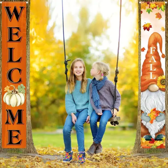 Welcome Fall Porch Banners Autumn {5}