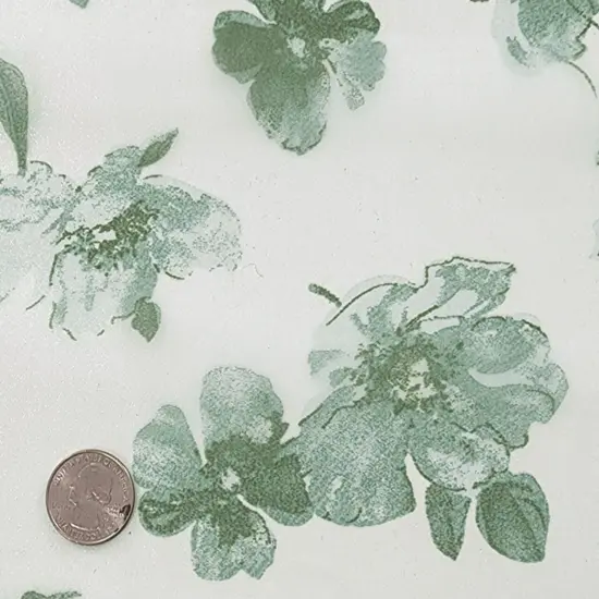 1 Yard Elegant Off White Green Satin Organza Apparel Fabric 56/57" Width {1}