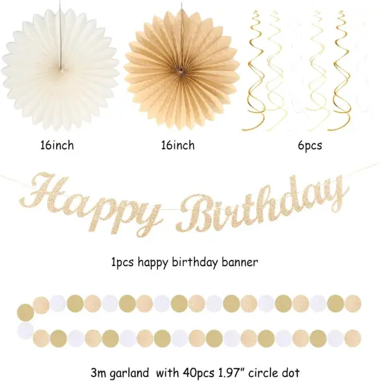 21pcs -Champagne-Gold Beige Fall Boho Birthday Party-Decorations {3}