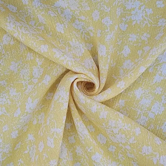1 Yard Yellow Rayon Crinkle Crepon Apparel Fabric Soft & Airy, 50/52" Width {2}