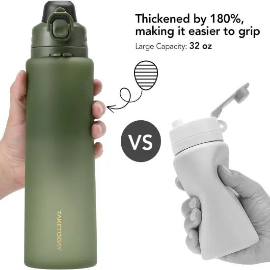Collapsible Water Bottles 32oz -Green {3}