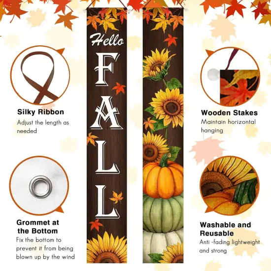 Hello Fall Porch Banner Sign {2}