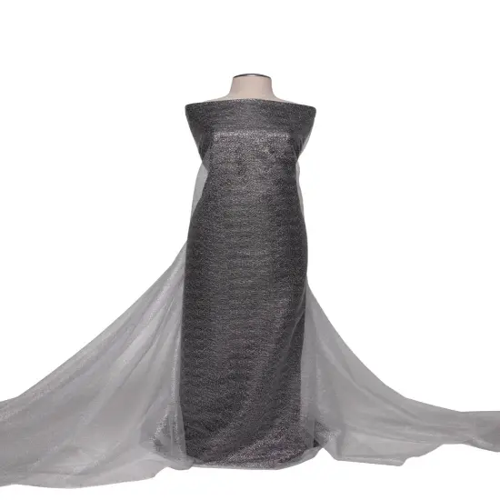 1 Yard Metallic Susumi Tulle Lace Fabric, 58/60&Prime; Wide 100% Polyester Black {5}