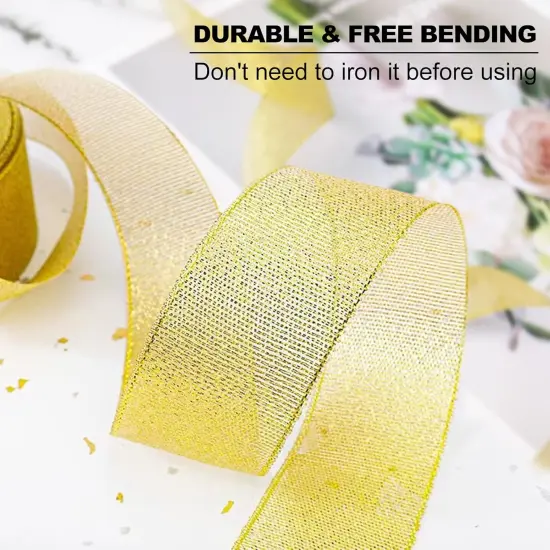Glitter Metallic Gold Ribbon - 1/4 Inch 25 Yards {3}