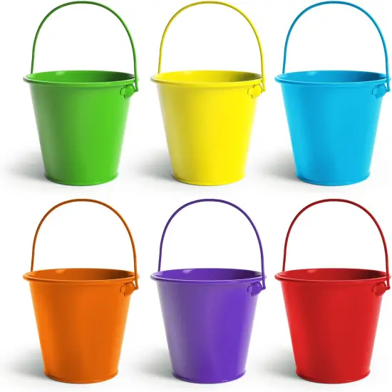 Small Metal Buckets with Handle 6 Pcs - Multicolor {1}