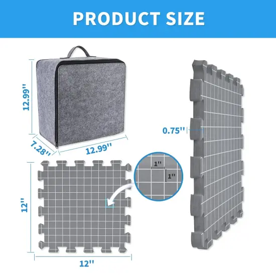 Yrangee Blocking Mats for Knitting & Crochet Project,Extra Thick Blocking Boards with Grids for Needlepoint or Crochet,9 Pack Knitting Mats with 150 T-Pins and Storage Bag {6}