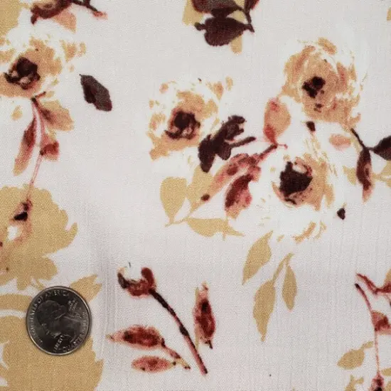 1 Yard Beige & Mauve Rayon Crinkle Fabric Lightweight with Soft Drapey Texture for Dresses Blouses and Skirts 50/52 Inch Width {3}