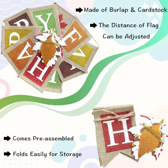 Happy Fall Burlap Banner with Maple Leaves {2}