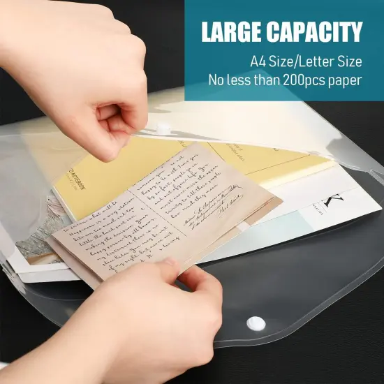 100 Pcs Clear Envelopes with Snap Button Closure {5}