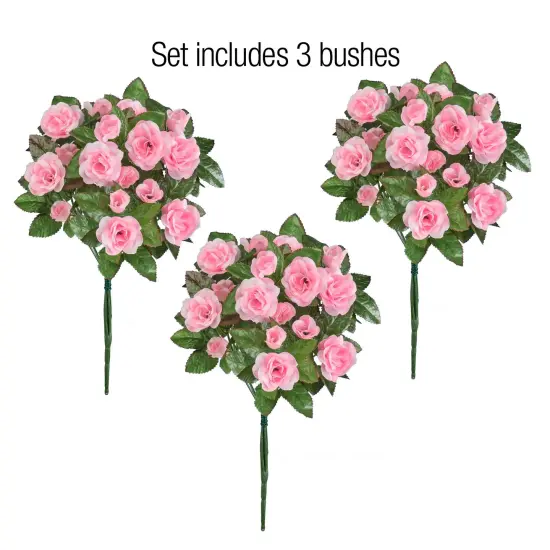 Collections Etc Artificial Floral Rose Bushes - Set of 3, Maintenance Free {5}