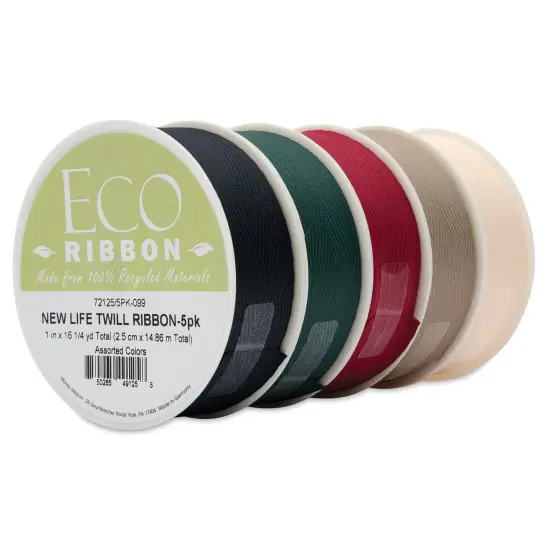 Morex New Life Twill Ribbon - Dark, 1" x 3.25 yd, Pkg of 5 {1}