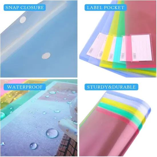 10 Pack Plastic File Folders with Label Pockets Envelopes {2}