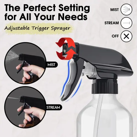 2 Pack 360&deg; Plastic Spray Bottles - 10 oz/300 ml (Clear) {2}