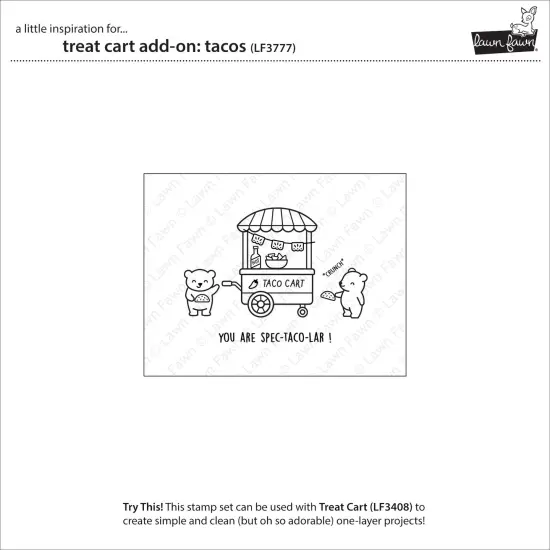 Lawn Fawn Clear Stamps 3"X4"-Treat Cart Add-On: Tacos {3}