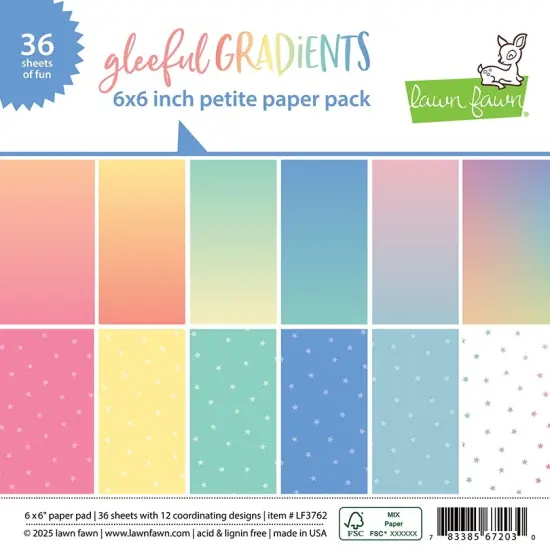 Lawn Fawn Double-Sided Paper Pack 6"X6"-Gleeful Gradients {1}
