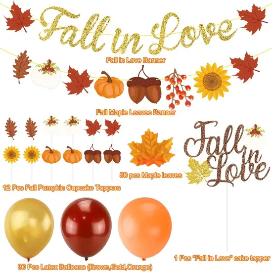Autumn Bridal Shower Party Decorations, Fall in Love Banner Autumn Little Pumpkin {3}