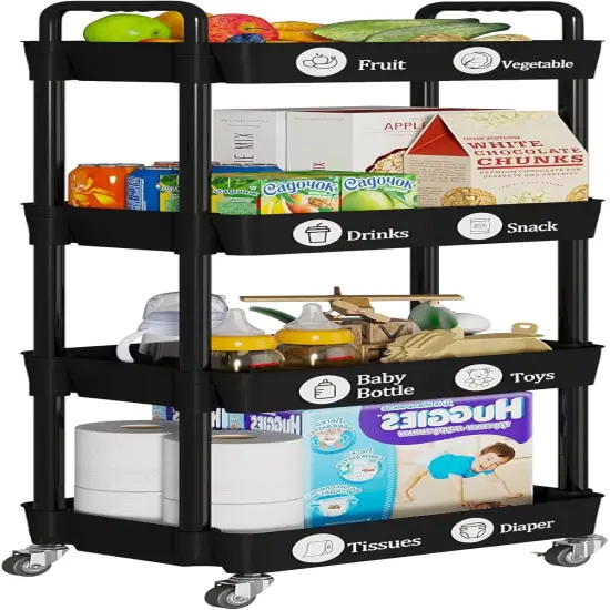 4-Tier Rolling Cart with Wheels {2}