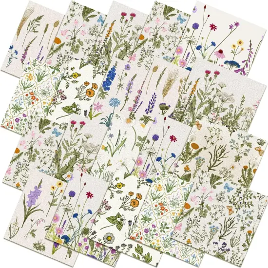 10 Pcs Wildflower Floral Quilting Fabric 18 x 22 Inch Spring {1}