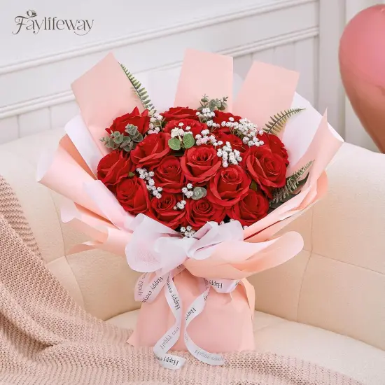 20PCS Artificial Red Roses, 3.9'' Silk Flower Head Fake Red Rose with Long Stems {2}