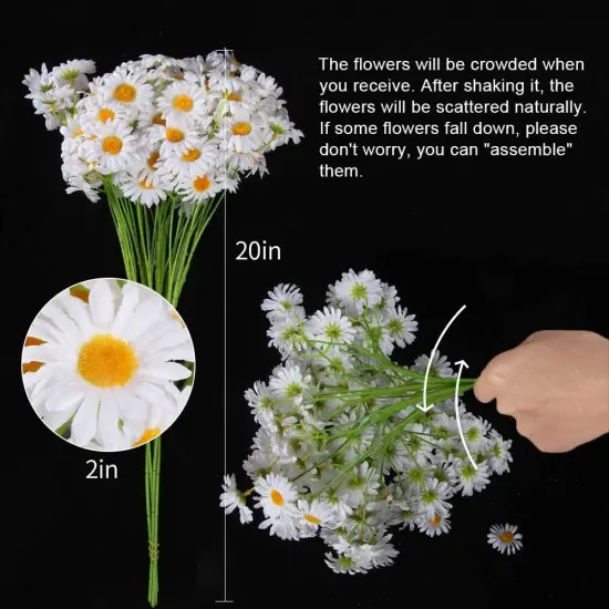 Artificial Flowers, Silk Daisy, Artificial Gerber Daisy for Home Decoration, Artificial Daisy for Wedding Decoration (White) {4}