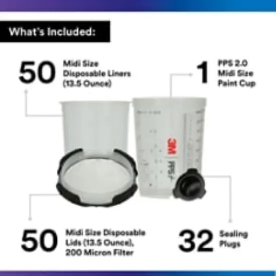 3M&trade; PPS&trade; Series 2.0 Spray Cup System Kit 26112, Midi (13.5 fl oz, 400 mL), 200 Micron Filter, 1 Kit/Case {2}