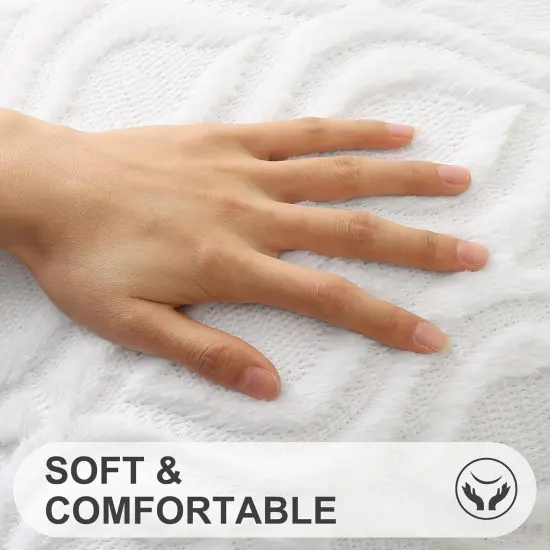 Throw Pillow Covers 18x18 Inch Set of 2, Soft Plush Faux Wool White Couch Pillow Covers, Spring Solid Dyed Accent Pillow Cases for Sofa Bed Living Room Home Decor {2}