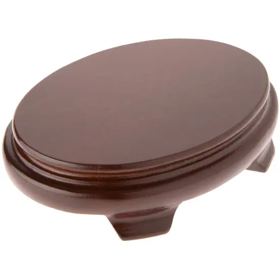 Plymor Walnut Oval Wood Veneer Footed Display Base, 5.5" W x 4" D x 1.25" H (5" x 3.5" Display Area) {1}