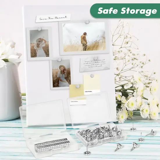 Metal Magnetic Push Pins,24 Sets Magnet Thumbtacks, Silver Decorative Push Pins, Magnetic Poster Hanger, Thumb Tacks for Cork Board, Wall, Bulletin Board Decoration {3}