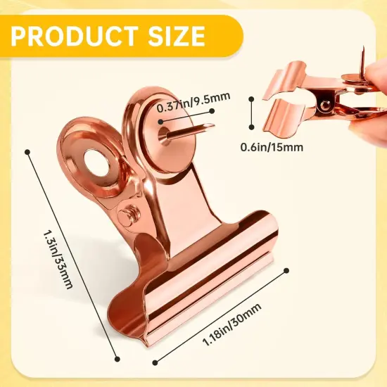 36Pack Push Pins Clips Rose Gold Bulldog Clips with Thumb Tacks Metal Push Pin Clothes Pins for Cork Board Bulletin Board Wall {5}